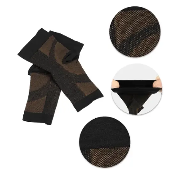 Unique Bargains Ankle Support Swelling Eases Foot Sleeve Brace Black Brown 1 Pair image {2}