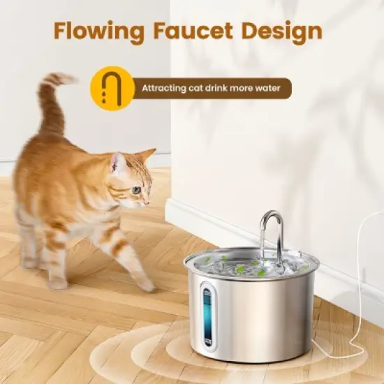 Oneisall PWF-001 2L Cat Water Fountain with 3PCS Filters, with Snap, Anti-Spill Cats Water Fountains with Quiet Pump image {2}