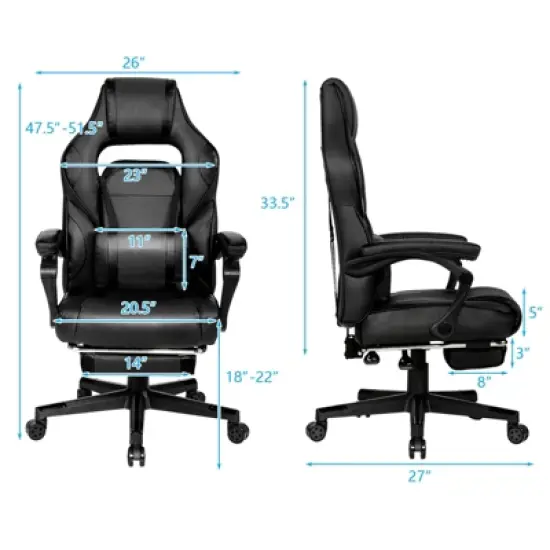Tangkula Gaming Chair Height Adjustable with Cushion Ergonomic High Back Blue/Black/ Red/ White image {1}