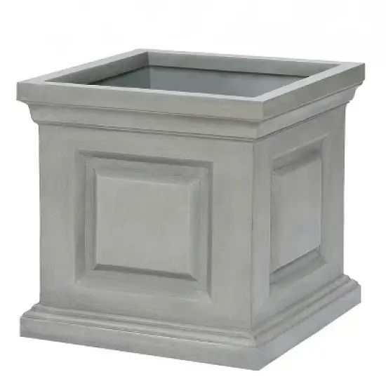 LuxenHome Gray MgO Square Box Flower Pot Planter image {8}