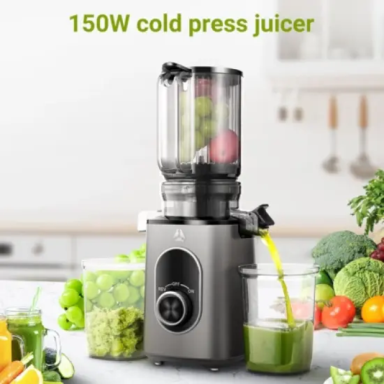Masticating Juicer, 4.35 inch Cold Press Juicer, 8-stage Spiral 50RPM Slow Masticating for Whole Fruits &Vegetables, BPA Free, Reverse Function image {5}