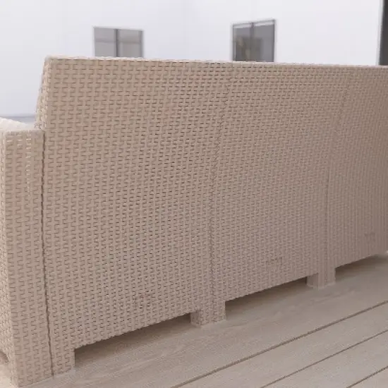 Merrick Lane Outdoor Furniture Resin Sofa Faux Rattan Wicker Pattern Patio 3-Seat Sofa With All-Weather Cushions image {7}