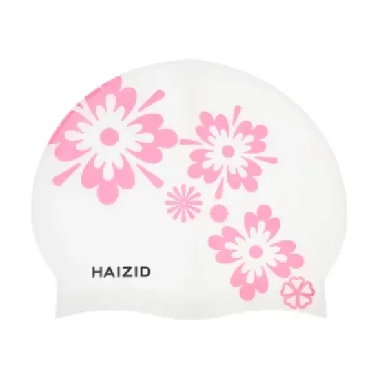 Unique Bargains Silicone Square Flower Pattern Waterproof Swim Cap 1 Pc image {6}