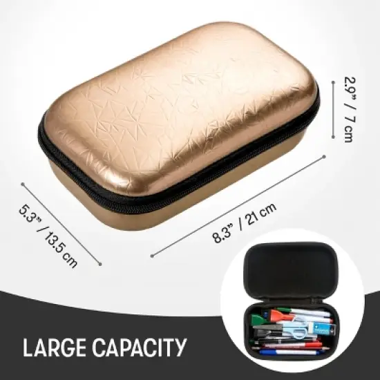 ZIPIT Metallic Pencil Box, Rose-Gold image {3}