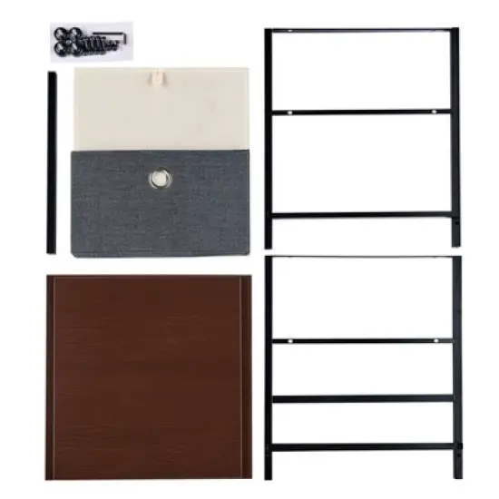Modern End/Side Table with Shelf and Fabric Storage Drawer Gray - Danya B. image {7}