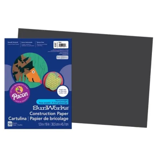 Prang Heavyweight Construction Paper, Black, 12" x 18", 250 Sheets image {1}