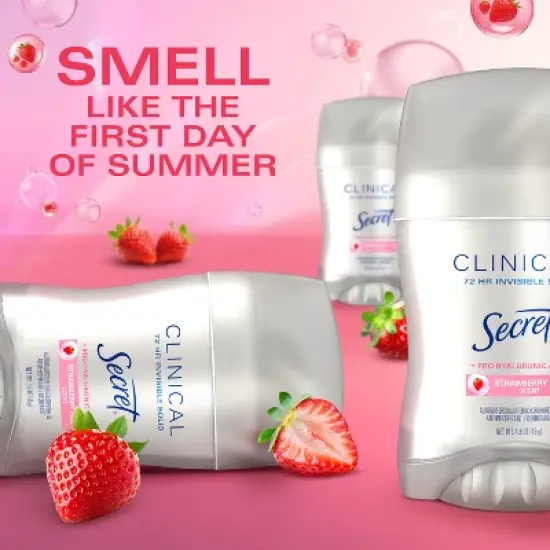 Secret Clinical Strength Invisible Solid Antiperspirant & Deodorant - Strawberry Fizz - 1.6oz image {9}