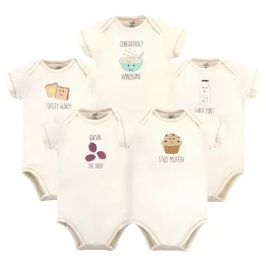 Touched by Nature Organic Cotton Bodysuits 5pk, Muffin image {6}
