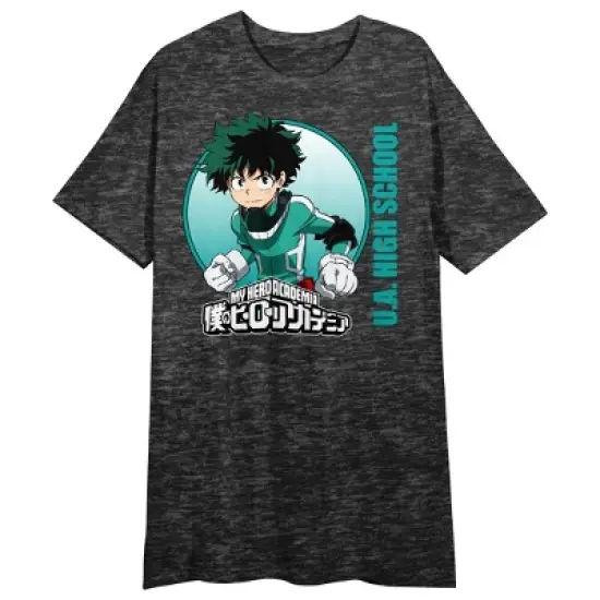 My Hero Academia Deku Crew Neck Short Sleeve Charcoal Heather Women's Night Shirt image {3}