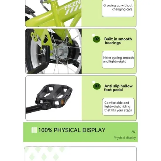 Gulches Kids Bike for 5-10 Years (39"-49" Rider Height), Steel Frame, Rear Coaster/Front V-Brake, Detachable Training Wheels image {3}