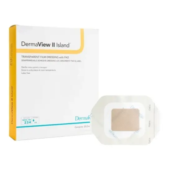 DermaView II Island Transparent Film Dressing with Pad Frame Style Delivery Rectangle 2 x 2.75" Sterile 16220, 50 Ct image {4}
