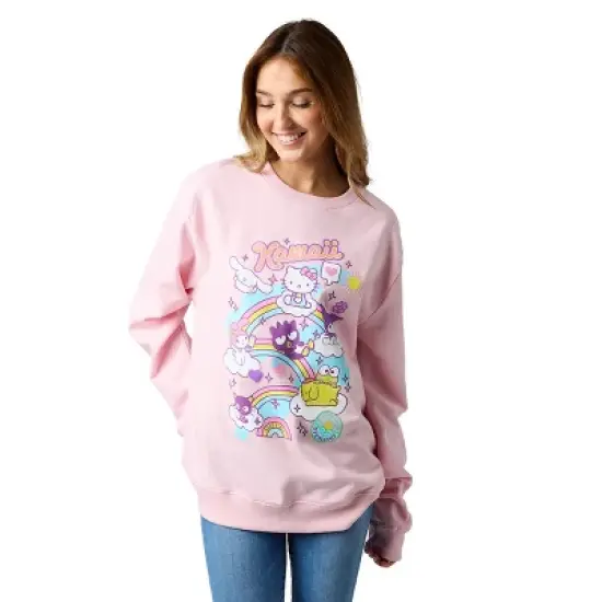 Hello Kitty & Friends Riding Rainbow Women's Cradle Pink Crew Neck Long Sleeve Sweatshirt image {1}
