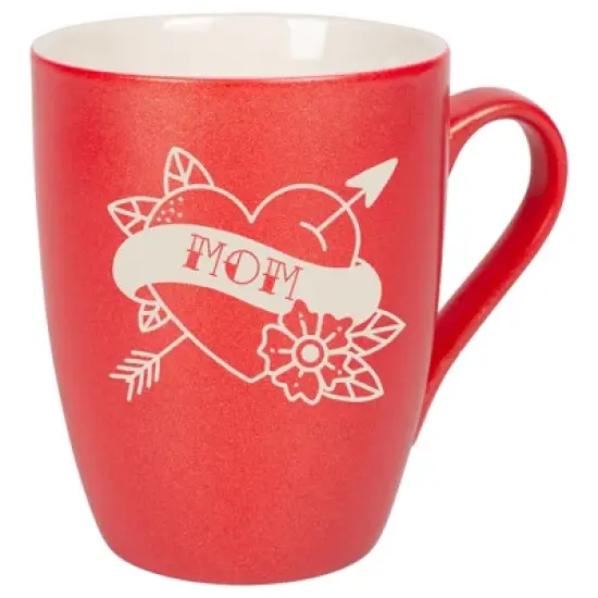 100 North Floral Heart 10 Ounce Crimson Red Metallic Finish, Comfortably Fits Your Hands, New Bone China Coffee Tea Cup Mug, Mom image {1}