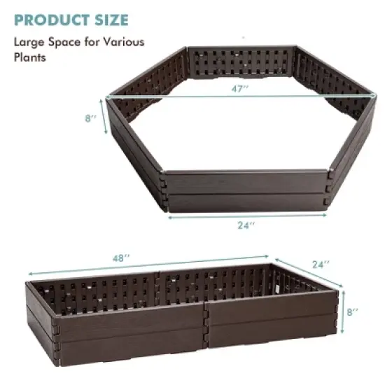 Costway Raised Garden Bed Set for Vegetable Flower Gardening Planter Brown image {2}