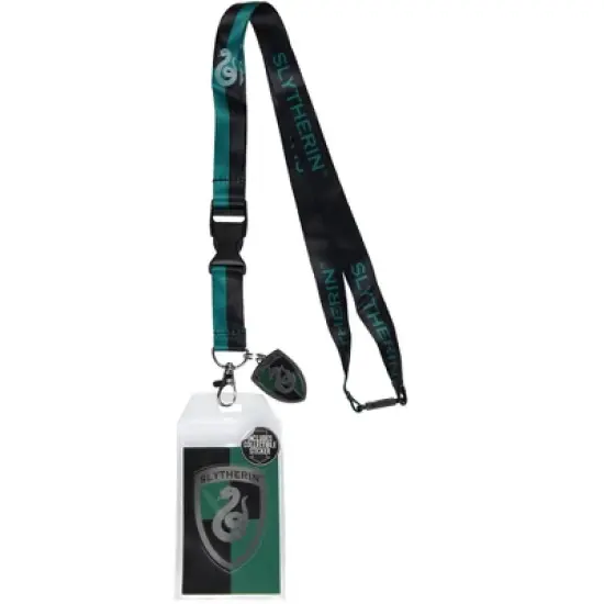 Harry Potter Slytherin House Keychain Lanyard ID Holder Metal Charm With Sticker image {5}