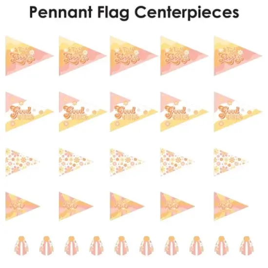 Big Dot of Happiness Stay Groovy - Triangle Boho Hippie Party Photo Props - Pennant Flag Centerpieces - Set of 20 image {4}