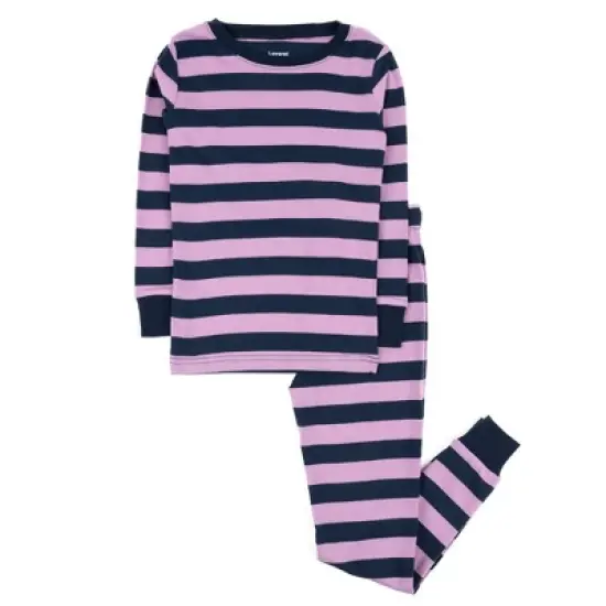 Leveret Kids Two Piece Cotton Striped Girls Pajamas image {11}