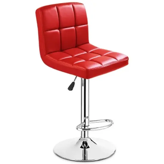 Tangkula Modern Square PU Leather Adjustable Swivel Barstools,Set of 2 image {4}