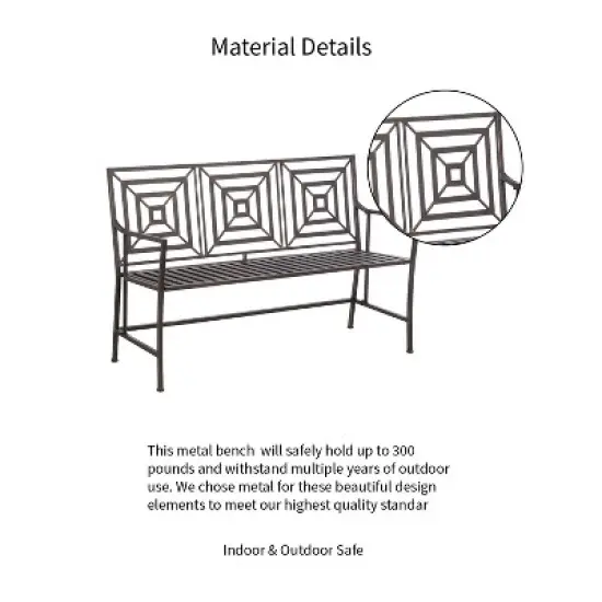 Evergreen Bronze Square Back Garden Bench image {3}