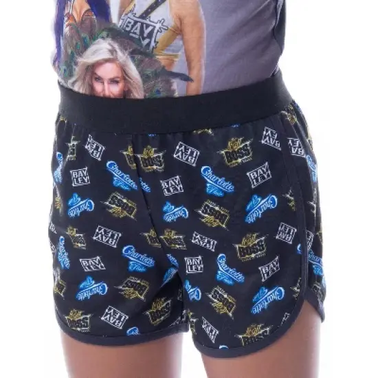 WWE Girls' Sasha Banks Bayley Charlotte Flair Tank Short Pajama Set Black image {3}