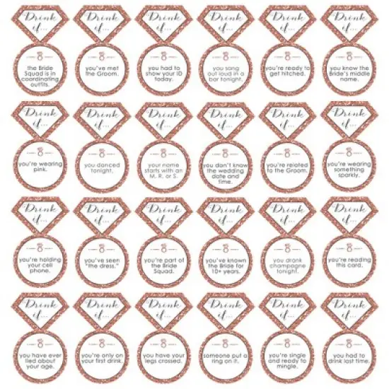 Big Dot of Happiness Drink If Game - Bride Squad - Rose Gold Bridal Shower or Bachelorette Party Game - 24 Count image {1}
