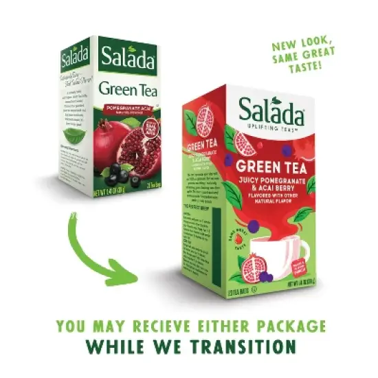 Salada Pomegranate Acai Berry Green Tea with 20 Individually Wrapped Tea Bags Per Box (Pack of 6) image {3}