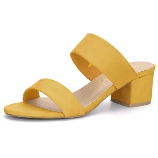 Allegra K Women's Block Heel Dual Straps Slide Sandals image {13}