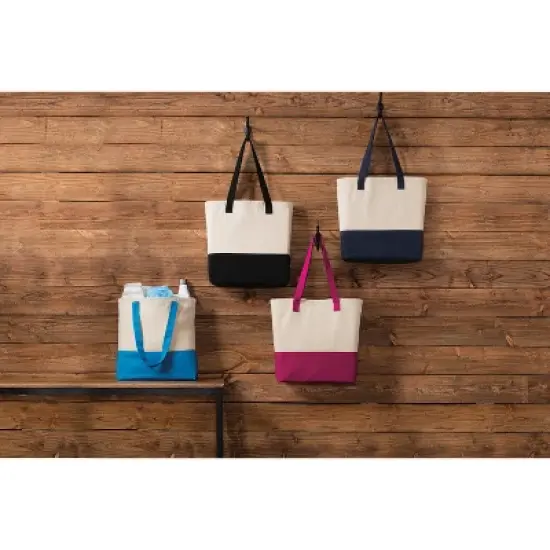 Port Authority Set of 2 Colorblock Cotton Totes with Zippered Pocket image {5}