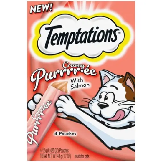 Temptations Creamy Puree with Salmon Lickable Squeezable Adult Cat Treats image {7}