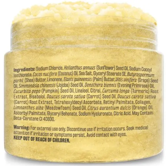 Turmeric Body Scrub, Skin Exfoliator with Collagen and Coconut Oil, M3 Naturals, 12oz image {2}