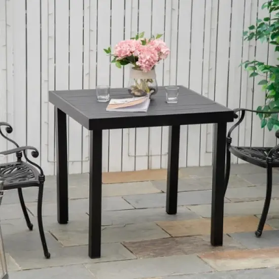 Resenkos Patio Dining Table For 4, Non-Slip Foot Pads, Aluminium, Plastic, Black image {8}