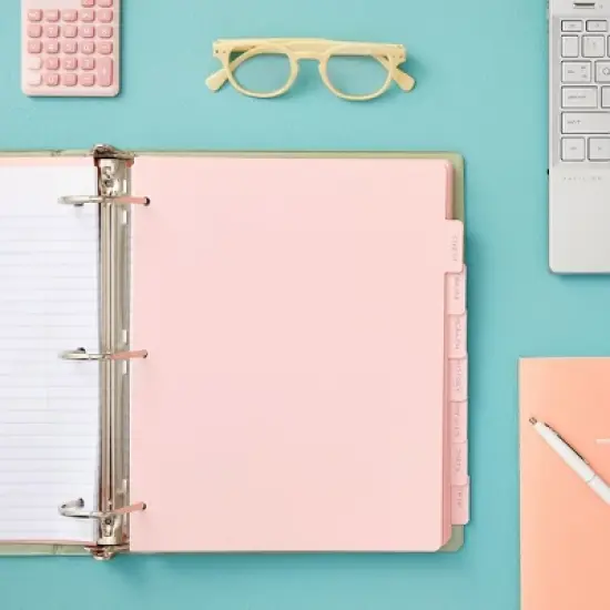 Paper Junkie 12 Sets Pink 8 Tab Dividers for 3 Ring Binder, Binder Separators with Tabs, Bulk Pack of 96 Total Page Dividers, Letter Size, 9.5x11 in image {3}