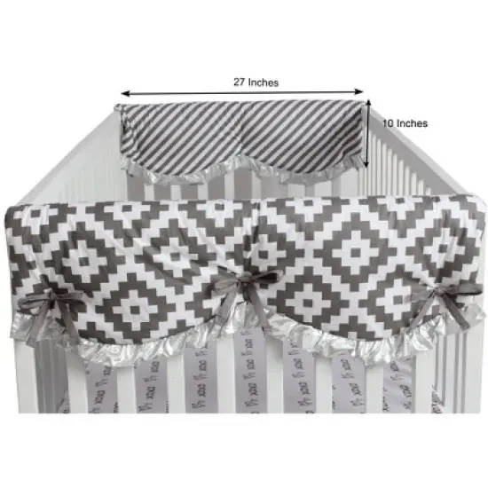 Bacati - Love Gray/Silver set of 2 Small Side Crib Rail Guard Covers image {2}
