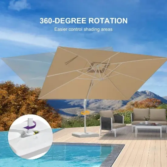 PURPLE LEAF  Patio Umbrella White Cantilever Offset Umbrella Rectangle Outdoor Umbrella with 360-degree Rotation image {5}