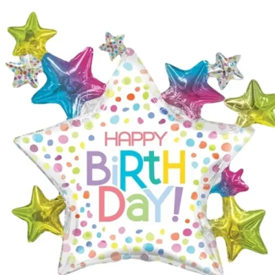 LoonBalloon 36 Inch Rainbow Star Birthday Balloon - Festive & Eye-Catching and 4 Latex Balloons image {1}