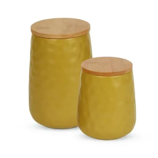 Design Imports Lemongrass Matte Dimple Texture Ceramic Canister Set/2 image {9}