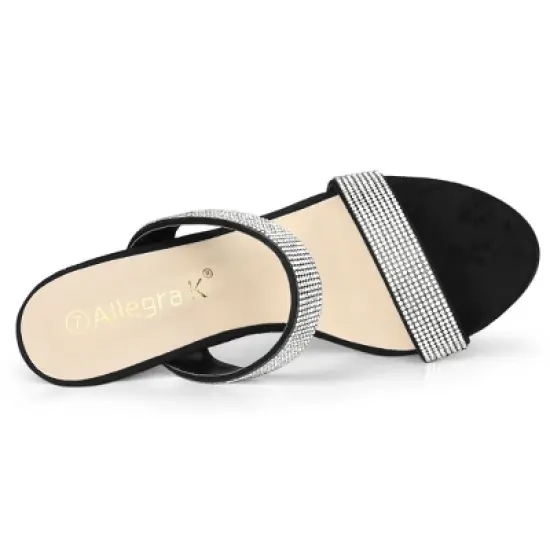 Allegra K Women's Open Toe Stiletto Heel Rhinestone Mules Sandals image {3}