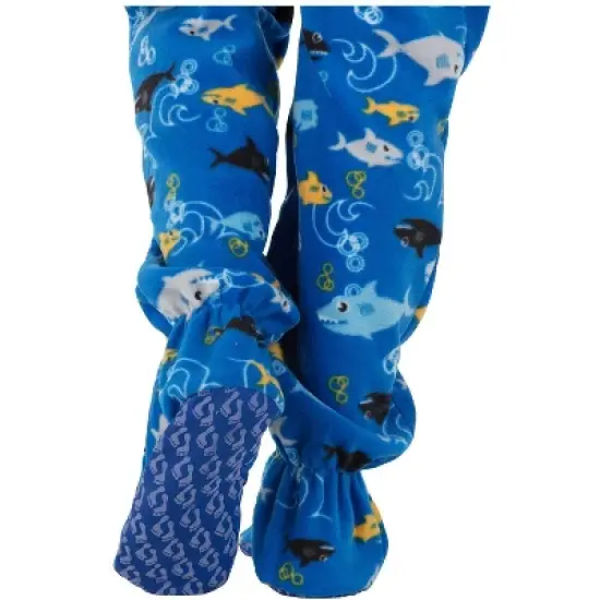 Footed Pajamas - Shark Frenzy Toddler Hoodie Fleece Onesie image {3}