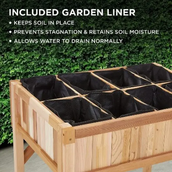 Jumbl Cedar Wood Raised Garden Bed & Herb Planter Box, 31" x 23" x 31" image {2}