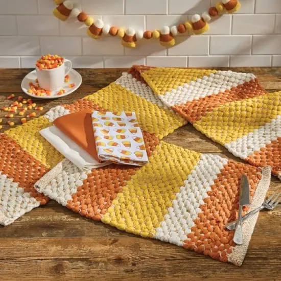 Split P Candy Corn Chindi Table Runner  13" X 54" image {1}