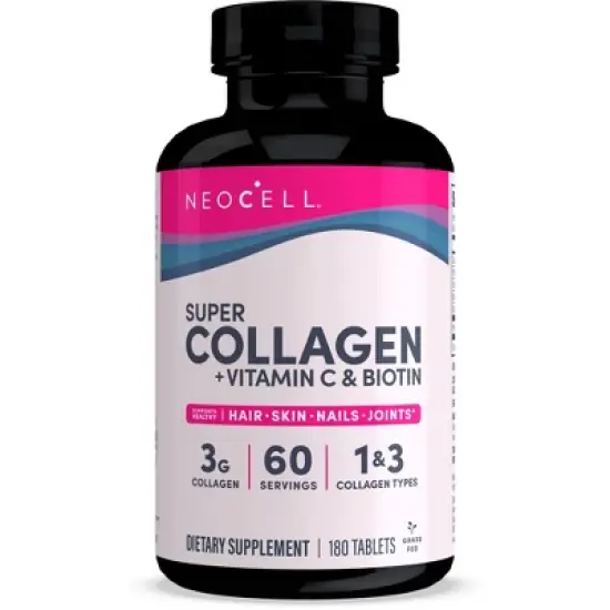 NeoCell Super Collagen + Vitamin C & Biotin for healthy hair, beautiful skin, and nail support- Dietary Supplement, 180 Tablets (Package May Vary) image {3}