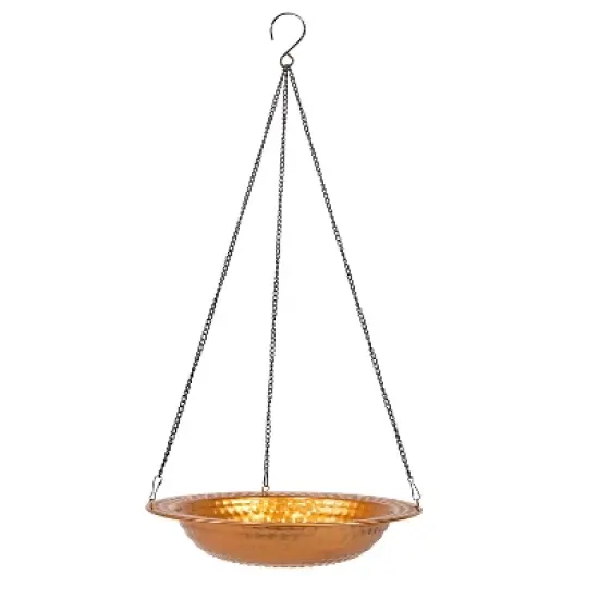 Sunnydaze Outdoor Hanging Bird Bath or Bird Feeder with Copper Finish and Hanging Chain - 12" image {11}
