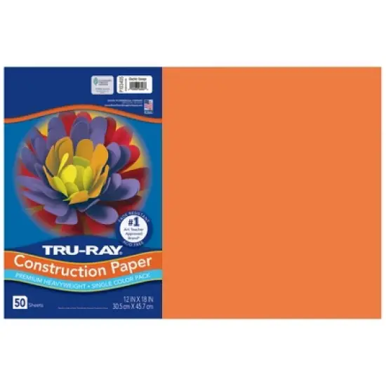 Tru-Ray&reg; Construction Paper, Heavyweight, Electric Orange, 12" x 18", 50 Sheets image {4}