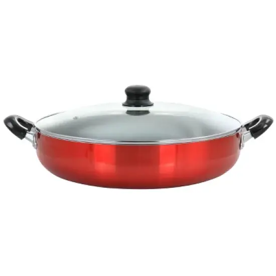 Better Chef Red Aluminum Deep Fryer Pan with Glass Lid image {6}