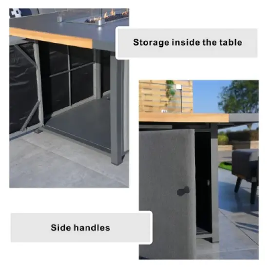 Moda Furnishings 26.77'' H x 62.99'' W Aluminum Propane Outdoor Fire Pit Table with Lid image {5}