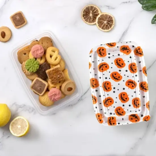 Cook With Color 6pc Halloween Rectangular Food Storage Container Set image {3}