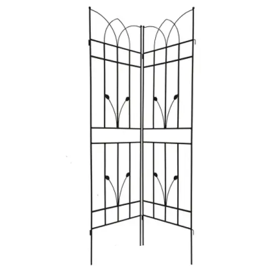 Lirago 2 Pack Metal Garden Trellis Rustproof Climbing Plant Support for Outdoor Flowers Vines Vegetables Black Powder Coated 71"H x 17.7"W x 1"D image {6}