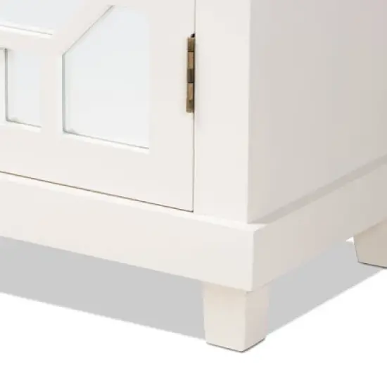 Carlena Wood and Mirrored Glass 2 Door Sideboard White - Baxton Studio image {5}