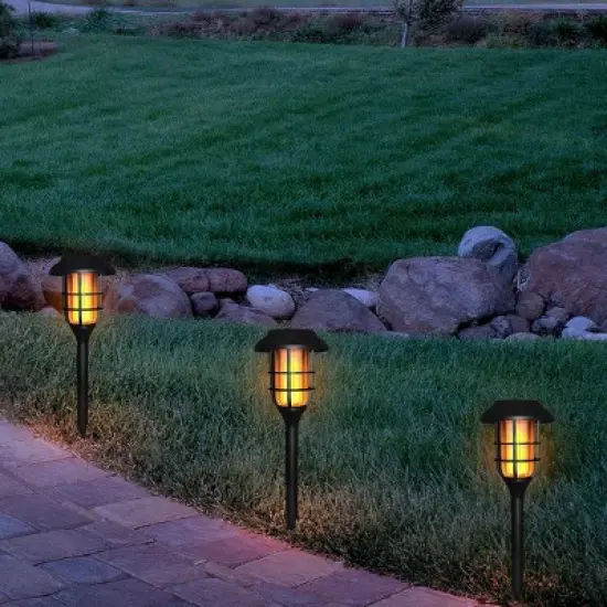 6pk 17" Solar LED Path Torch Pathway Lights - Alpine Corporation image {1}