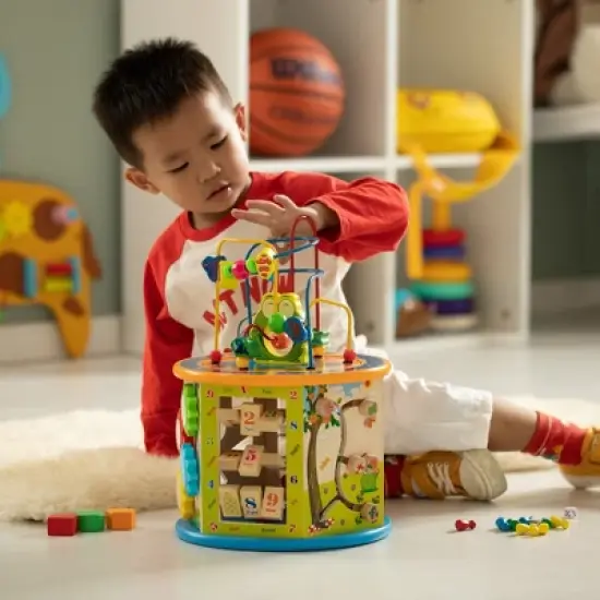 8 in 1 Colorful Attractive Wooden Kids Baby Activity Play Cube, Fun Toy Center For Playroom, Nursery, Preschool, and Doctors' Office image {15}